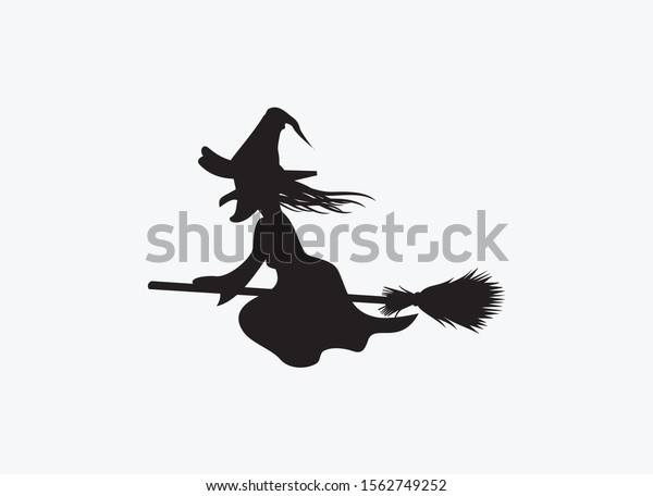 Vector Witch Riding Broom Flying Silhouette Stock Vector Royalty Free 1562749252 Shutterstock 