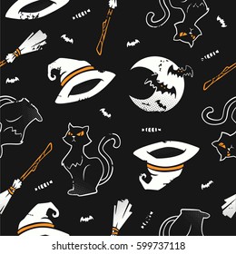vector witchcraft halftone seamless pattern