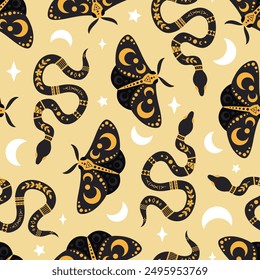 Vector witchcraft seamless pattern. Magic background