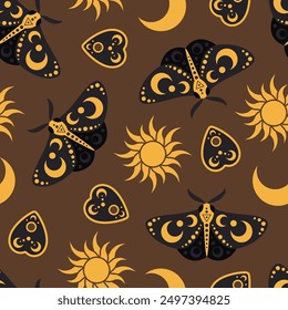 Vector witchcraft seamless pattern. Magic background