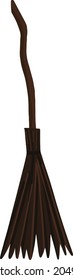 Vector witch's broom. Hand drawn illustration in cartoon style. Halloween decorativ element isokated on white background