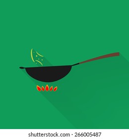 Vector wok pan with long shadow