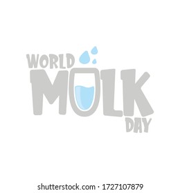 vector wold milk day outline style icon or label isolated on white background. Milk day greeting poster design template. Milk day logo with milk glass