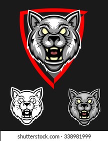 Vector wolf beast animal sport logo mascot in shield shape