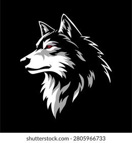 vector wolf black and white design