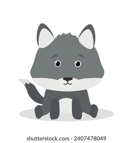 Vector wolf. Cute animal character. Minimal cartoon design. Sutable for apps and animation. 