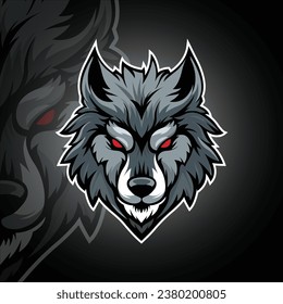 Vector wolf face esport mascot logo design