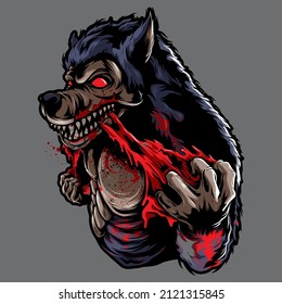 vector of wolf ghost tearing prey