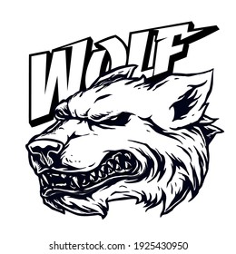 vector of wolf grin head illustration