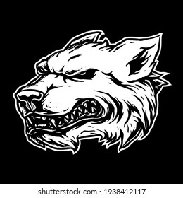 vector of wolf grin head illustration