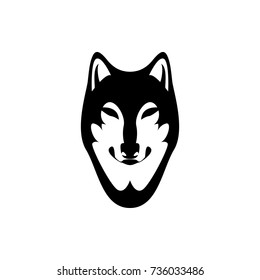 Vector wolf head, face  for retro logos, emblems, badges, labels template and t-shirt vintage design element. Isolated on white background