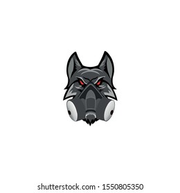 Vector of a wolf head with a gas mask, mascot logo vector, Logo for buttons, websites, mobile apps and other design needs. Vector image of contour label 