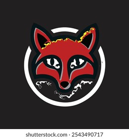 
vector, wolf head logo with dark red color and black background