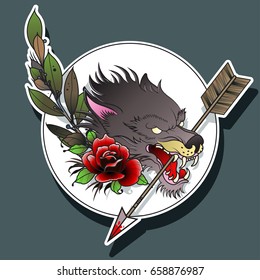 Vector Wolf Head Tattoo Art
