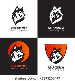 Vector wolf logo simple and minimalist. The Wolf Logo Set is a captivating collection of logos that seamlessly blend strength, elegance, and primal beauty. 