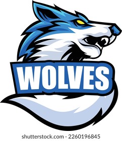 Modelo de logotipo de mascota de lobo vectorial para el equipo deportivo