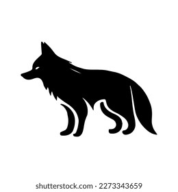 Vector Wolf silhouette, animal logo, video game illustration, cute predator, nature tattoo, wild animal sketch, fox logo minimalist,  base animal image for animation, blank for company logo, winter