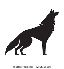 Vector Wolf silhouette, animal logo, video game illustration, cute predator, nature tattoo, wild animal sketch, fox logo minimalist,  base animal image for animation, blank for company logo, winter