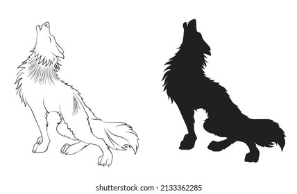 Vector wolf silhouette icon, Vector illustration of a predator, An element for logo creation