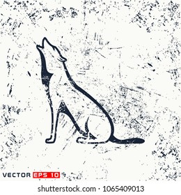 Vector wolf silhouette on grunge background