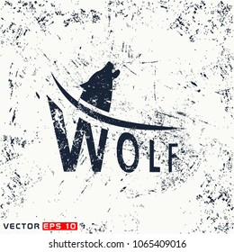 Vector wolf silhouette on grunge background