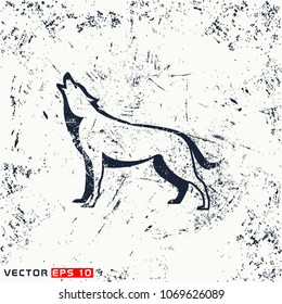 Vector wolf silhouette on grunge background