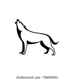 Vector wolf silhouette view side for retro logos, emblems, badges, labels template vintage design element. Isolated on white background