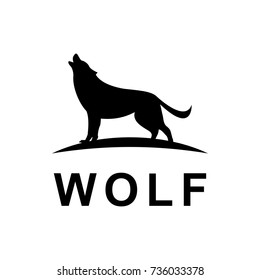 Vector wolf silhouette view side for retro logos, emblems, badges, labels template vintage design element. Isolated on white background