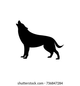 Vector wolf silhouette view side for retro logos, emblems, badges, labels template vintage design element. Isolated on white background