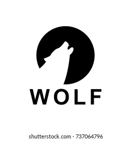 Vector wolf silhouette view side for retro logos, emblems, badges, labels template vintage design element. Isolated on white background
