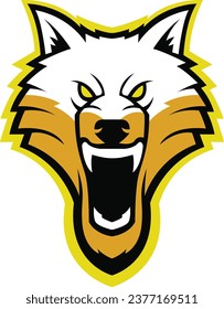 Vector of wolf sport logo, fox head illustration vector drawing, Brave wolf head mascot Logo design. Vector Template Illustration Design. Mascot Brave fox Logo design any kind of graphic work