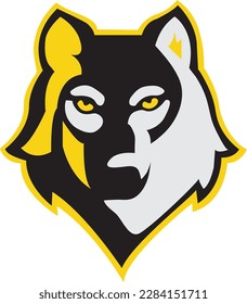 Vektorgrafik des Wolfsportlogos, Wolfenkopfzeichnung, Vektorgrafik, Maskottmuster für den Wolfskopf. Illustrationsdesign für Vektorvorlagen. Logo-Design von Mascot Brave Wolf 