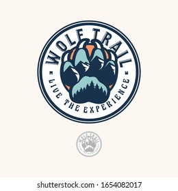 vector wolf trail mountain logo