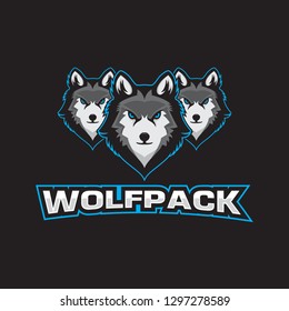 Vector Wolfpack Logo Design Ilustraition For Sport Team