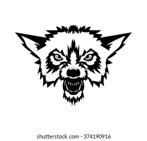 Vector wolf's head as a design element on isolated background