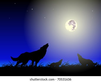 Vector wolfs and moon