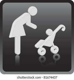 Vector Woman 3D icon with children