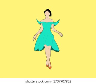 
vector woman ballet dancer standing behind yellow.