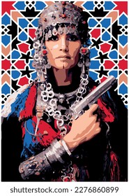 Vector woman berber wear traditional clothes