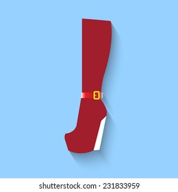 Vector woman boots web flat icon. Eps 10.