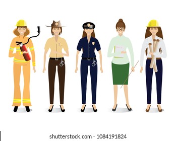 vector woman in career character on white background. international woman day