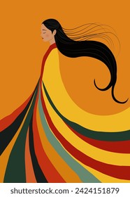 Vector woman in a colorful robe