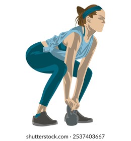 vector of woman doing weight training