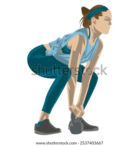 vector of woman doing weight training