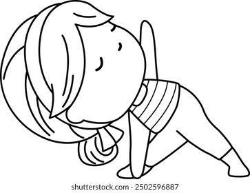 a vector of a woman doing yoga pose in black and white coloring