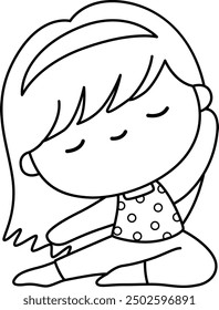 Un Vector de una mujer que hace pose de yoga en color blanco y negro