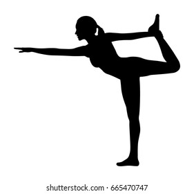 Vector Woman Doing Yoga (Standing Bow) Silhouette