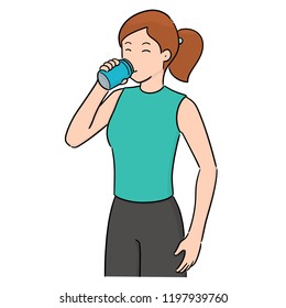 vector of woman drinking