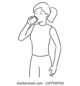 vector of woman drinking