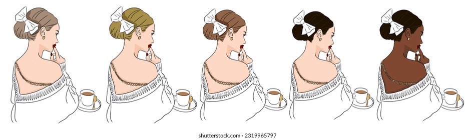  Vector of a woman enjoying a cup of coffee